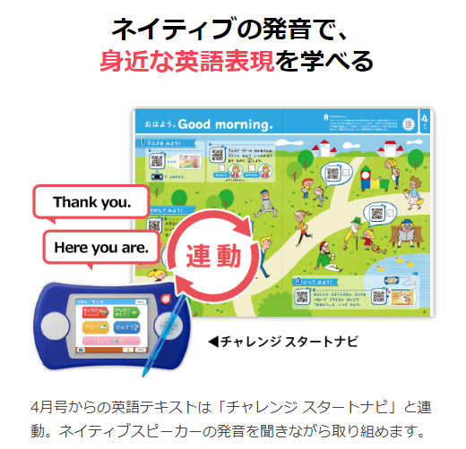 『チャレンジ1年生』4月号に届くチャレンジスタートナビは【英語教育】にも対応!