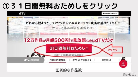 【手順１】ｄTVの申し込みは３１日間無料おためしをクリックしましょう！